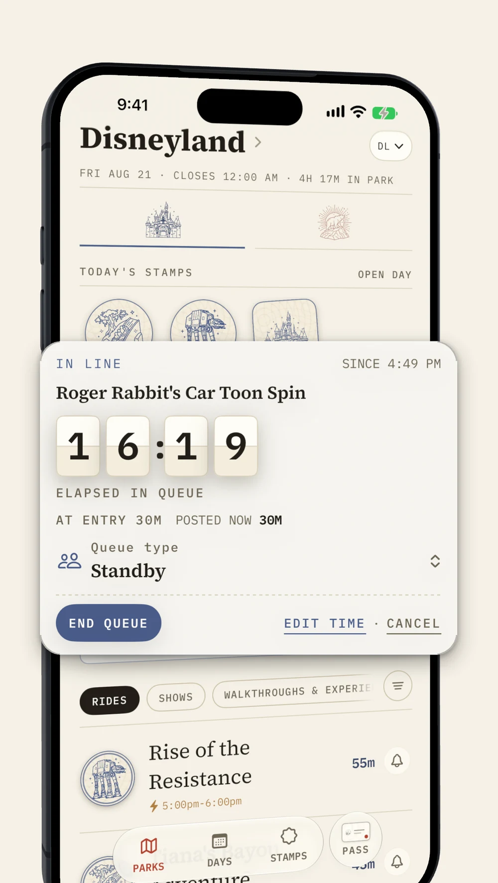 Queue timer in Parky